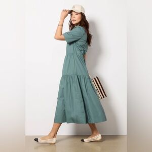 Evereve Ella Midi Shirt Dress, Sage Green, L